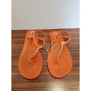Unique Katy Perry Geli Jelly Women's 7 Orange Starfish Sandals Flip Flops